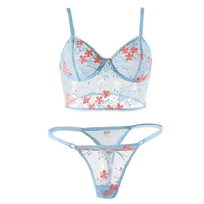 Floral Embroidery Lingerie Set - summababe