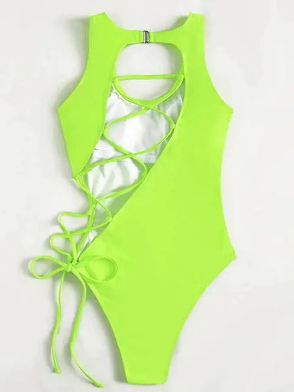 Strappy Swimwear Bikini Set - summababe