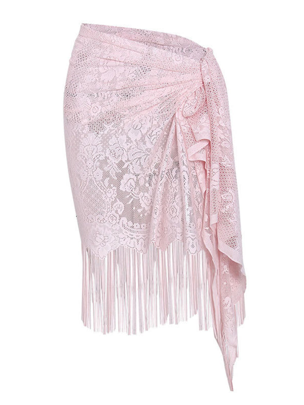 Lace Tassel Women’s Beach Cover-Up Skirt - summababe