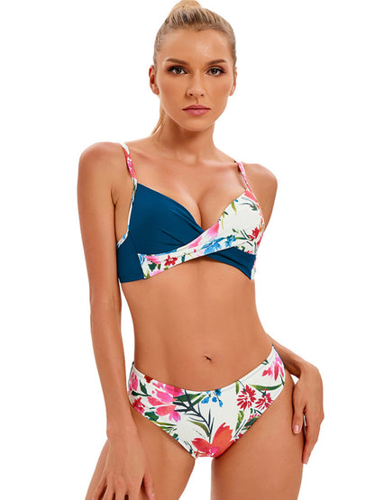 Tropical Floral Print Bikini Set - summababe