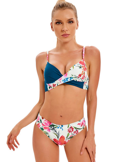 Tropical Floral Print Bikini Set - summababe