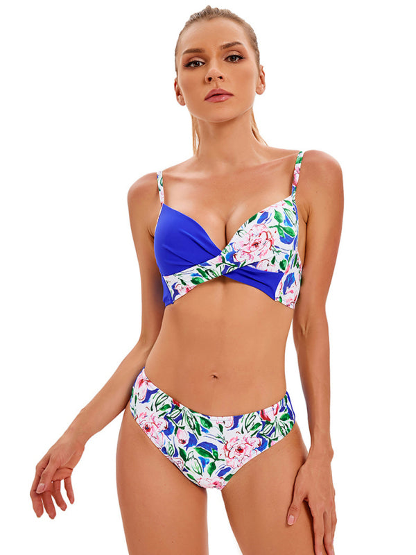 Tropical Floral Print Bikini Set - summababe