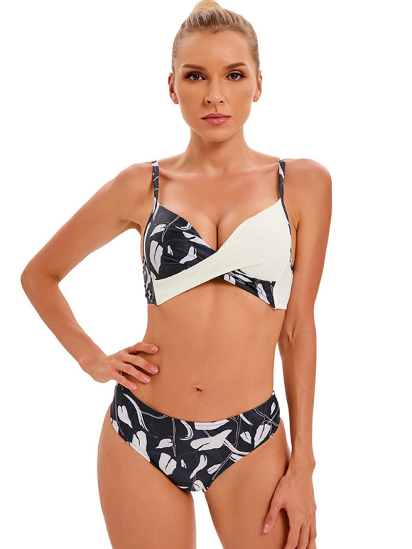 Tropical Floral Print Bikini Set - summababe