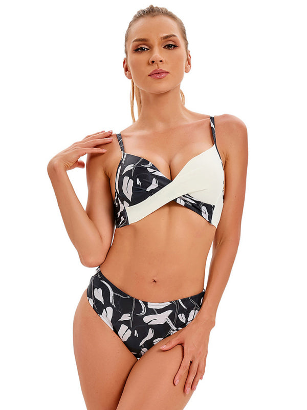 Tropical Floral Print Bikini Set - summababe