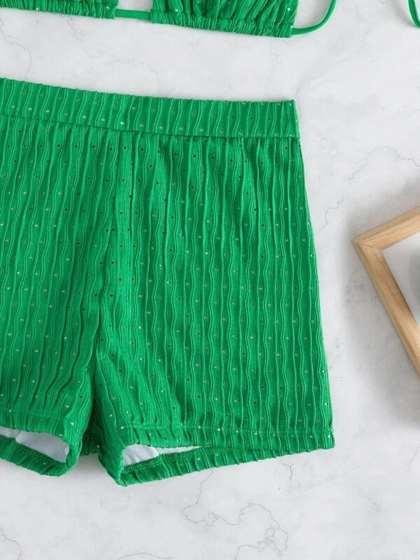 Vibrant & Chic: Ribbed Green Two-Piece Set" - summababe