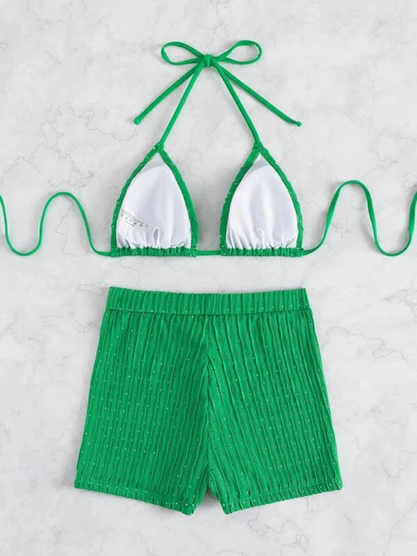 Vibrant & Chic: Ribbed Green Two-Piece Set" - summababe