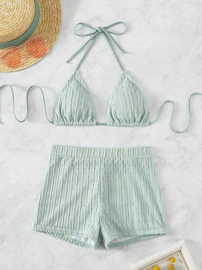 Vibrant & Chic: Ribbed Green Two-Piece Set" - summababe