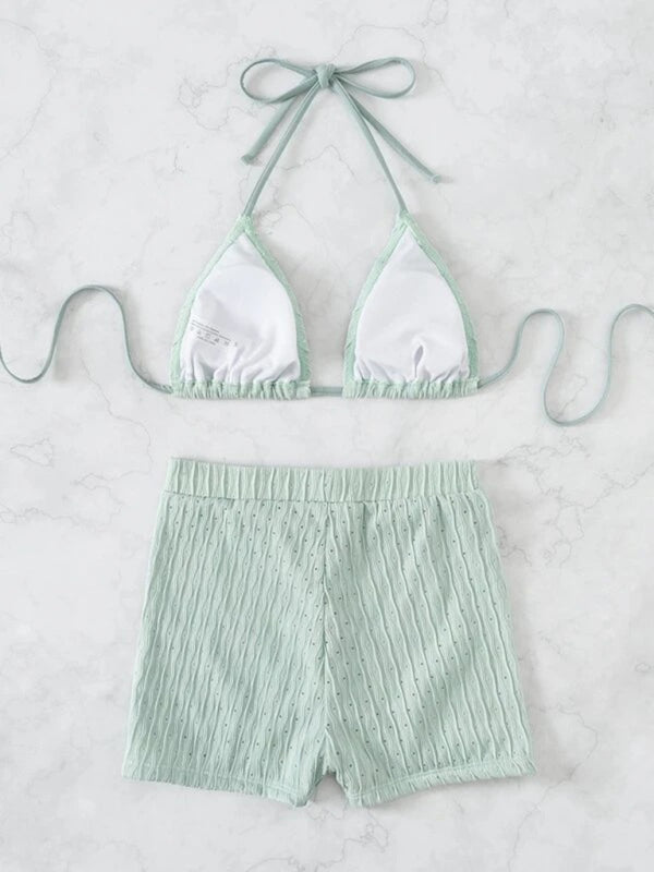 Vibrant & Chic: Ribbed Green Two-Piece Set" - summababe