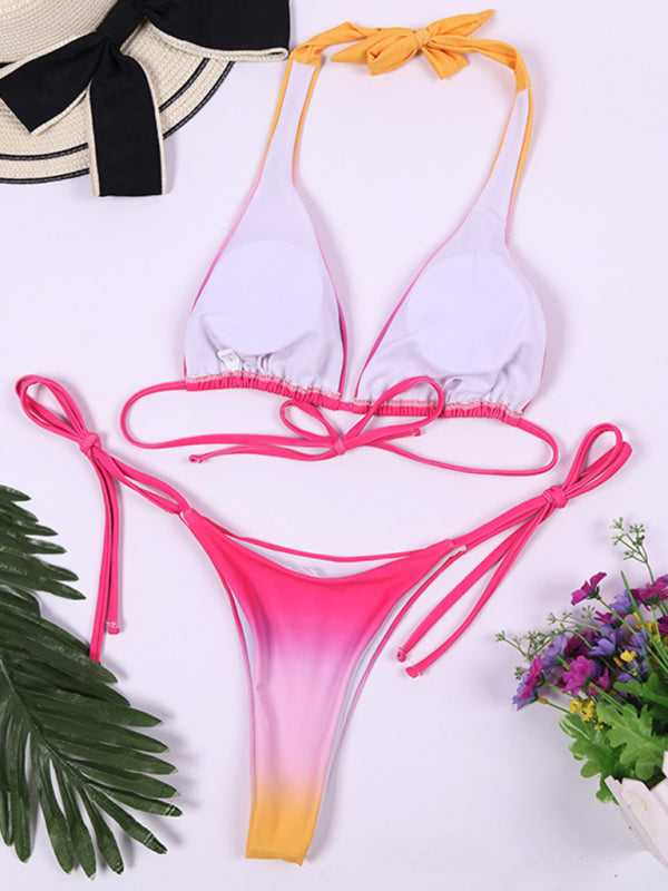 Ladies new backless sexy gradient bikini - summababe