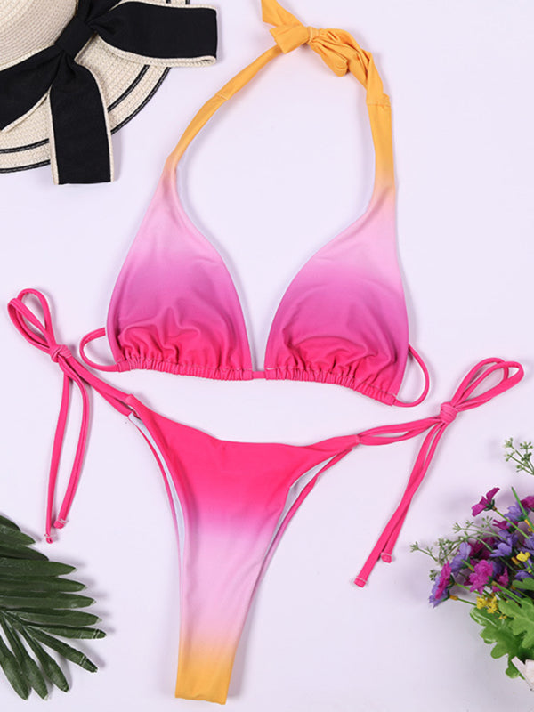 Ladies new backless sexy gradient bikini - summababe