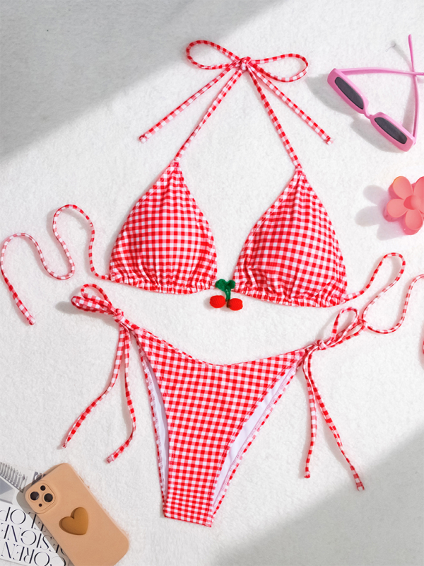 "Sweet & Flirty: Cherry Gingham Bikini Delight - summababe