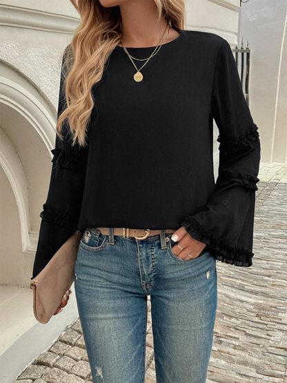 Women's loose flared long-sleeved top