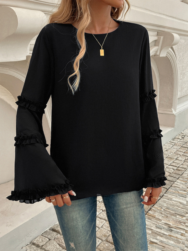 Women's loose flared long-sleeved top