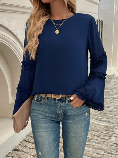 Women's loose flared long-sleeved top