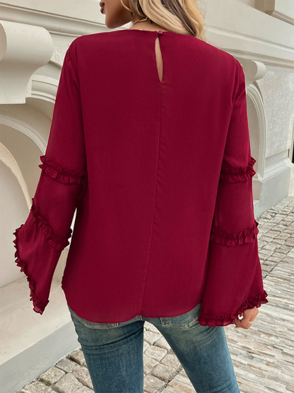 Women's loose flared long-sleeved top