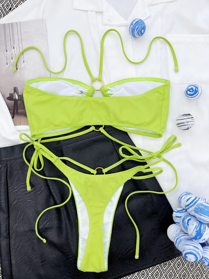 Make a Bold Statement in This Neon Green Cut-Out Bikini! - summababe