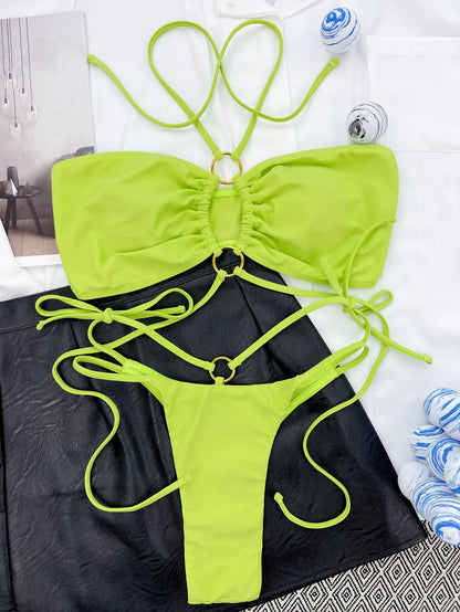 Make a Bold Statement in This Neon Green Cut-Out Bikini! - summababe